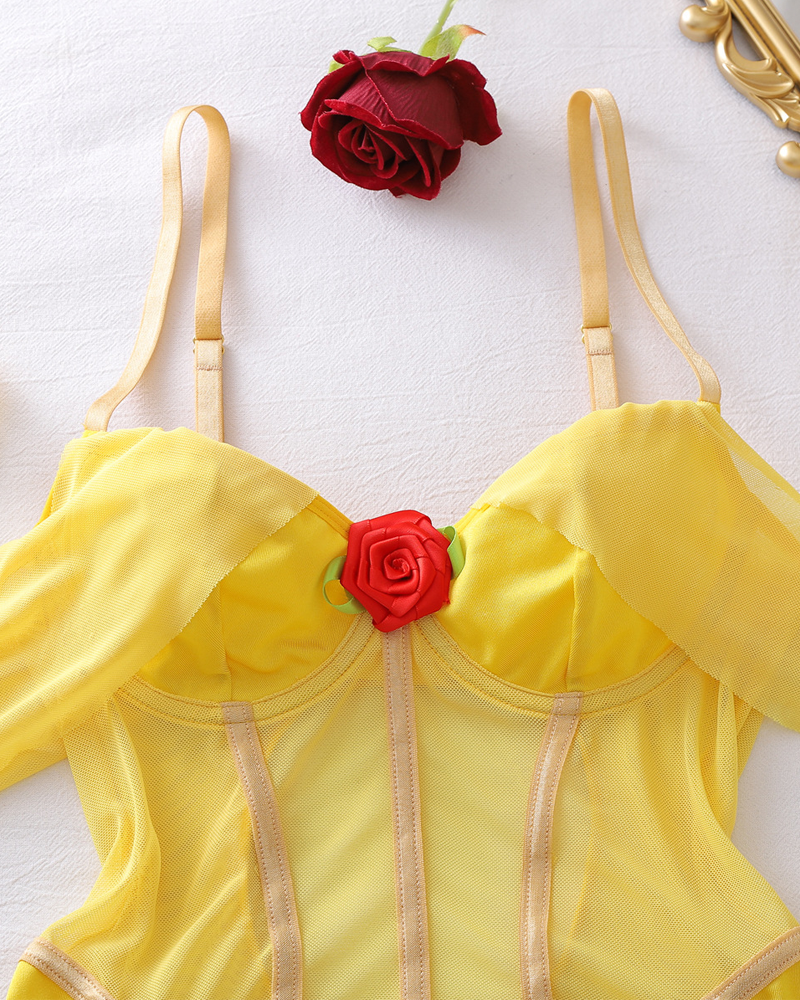 Princess-Inspired Corset Bodysuit with Gloves