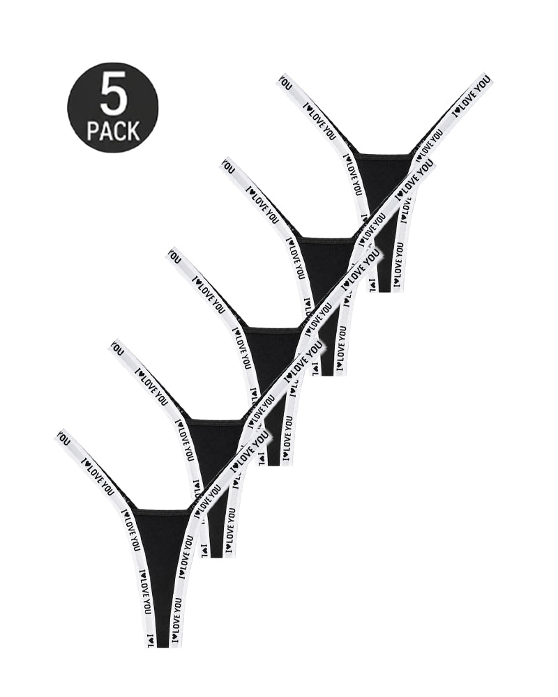 5-Pack Sexy Seamless Breathable Letter Elastic Band Thongs