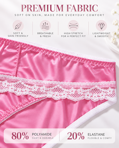 Plus Size Satin Lace Princess Vibe Panties 3-Pack