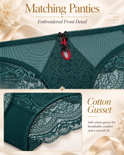 Sexy Floral Lace Underwire Bra & Mesh Panty Set