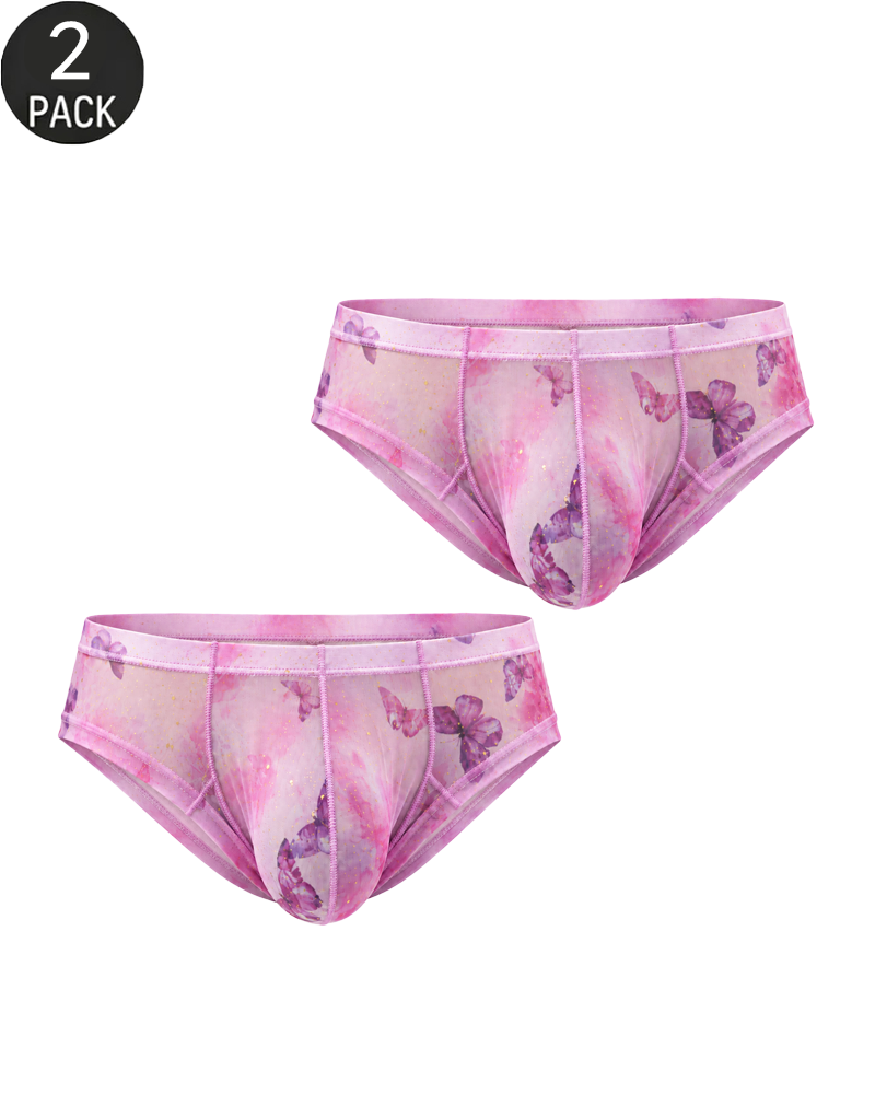 2-Pack Sheer Butterfly Print Low-Rise Briefs