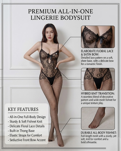 Sexy Sheer Open-Crotch Bodystocking