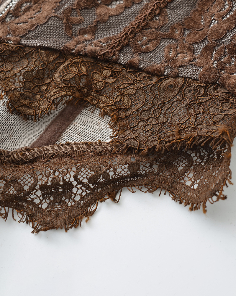 Sexy Boned Corset Lace Mesh Patchwork Cami Top