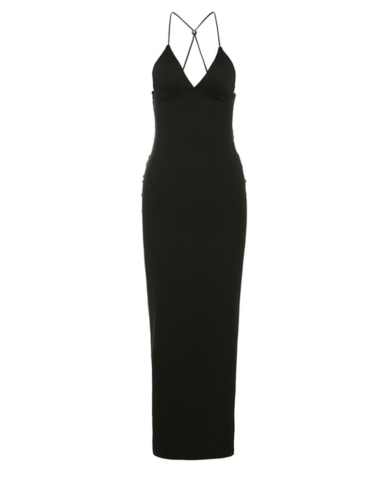 Sexy Halter Tie Backless Butterfly Detail Printed Bodycon Dress