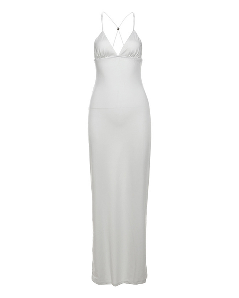 Sexy Halter Tie Backless Butterfly Detail Printed Bodycon Dress
