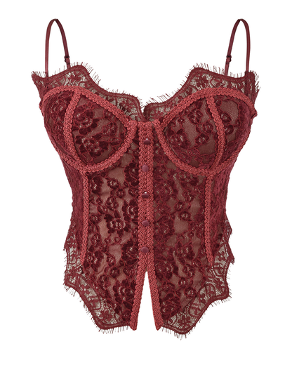 Sexy Boned Corset Lace Mesh Patchwork Cami Top