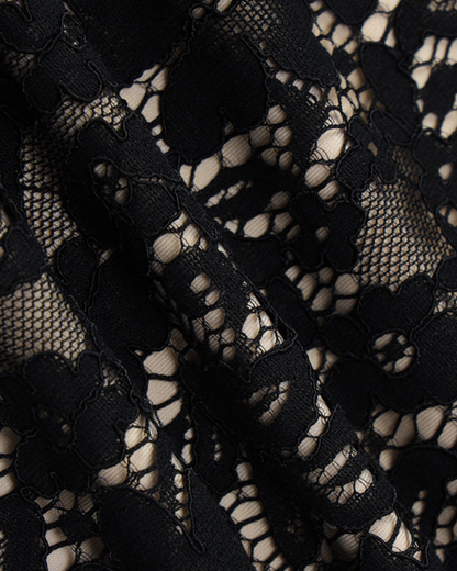 Sexy Black Sheer Lace Trim Bodycon Mini Dress