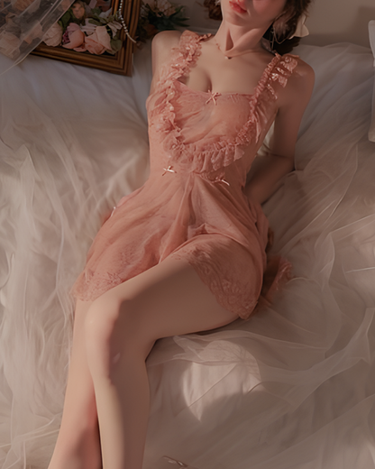 Sexy Lace Back Slit Nightgowns with Open-Back Design