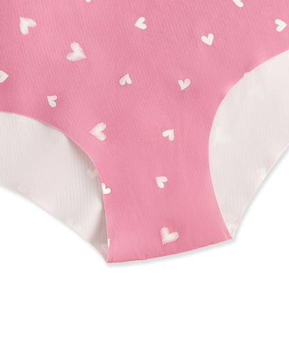 High-Waisted Heart Print Invisible Panties