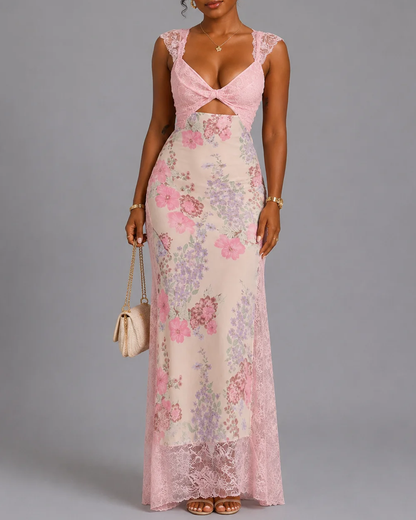 Sexy Floral Lace Cutout Bodycon Dress