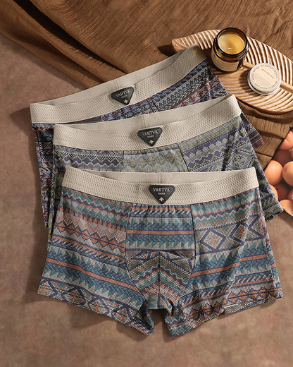 Ethnic Style Comfortable Mid-Rise Cotton Boxer Briefs