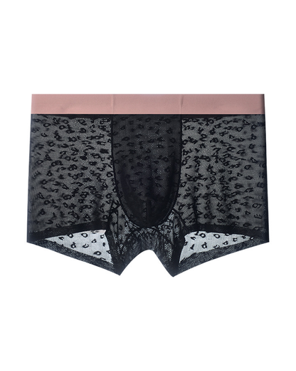 Men’s Seamless Leopard Print Ice Silk Boxer Briefs