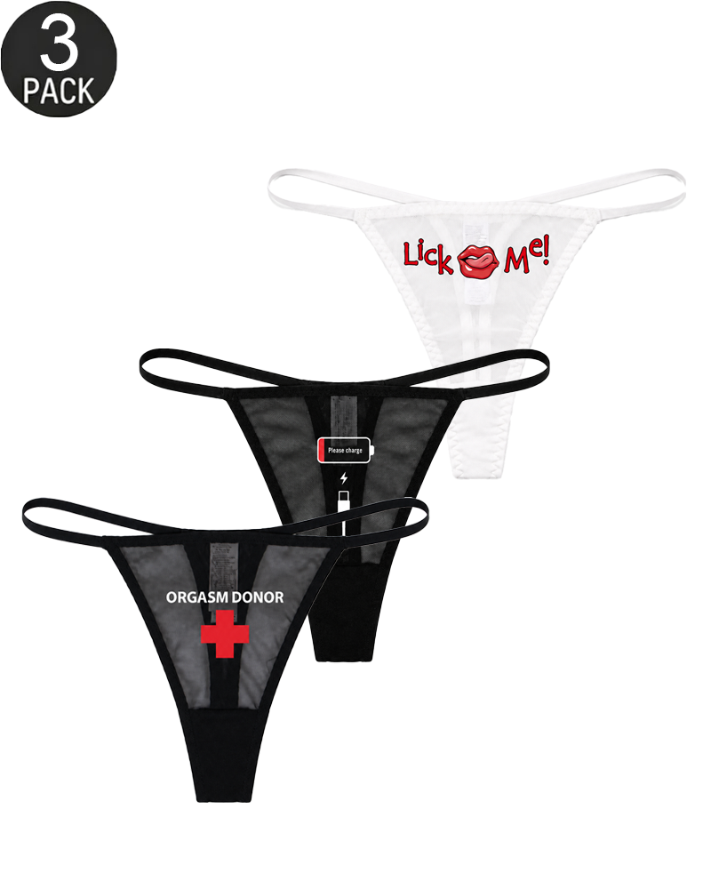 3-Pack Low-Rise String Thong Panties – Solid & Mixed Print Sets