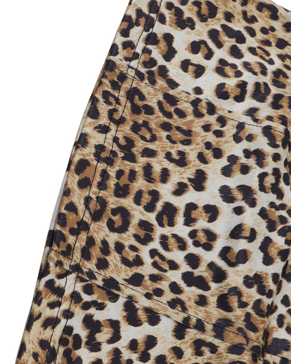 Leopard Print Mock Neck Sleeveless Top and Asymmetrical Skirt Set