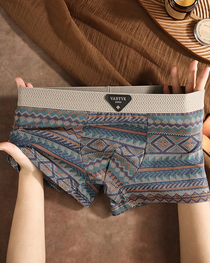 Ethnic Style Comfortable Mid-Rise Cotton Boxer Briefs