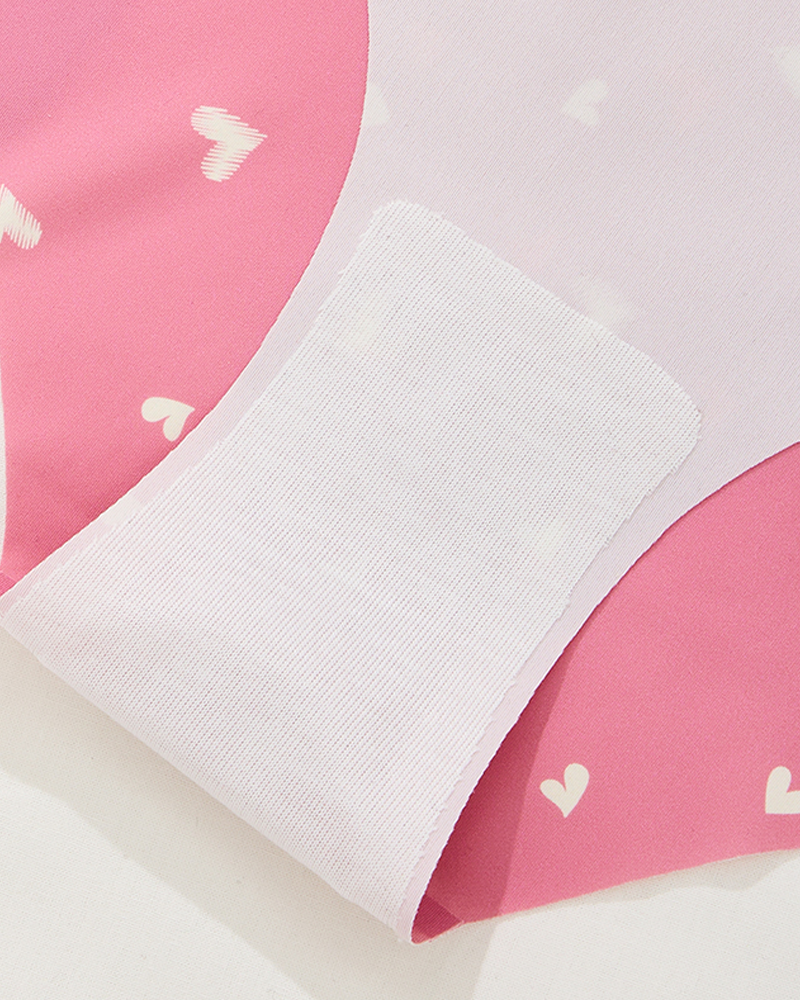 High-Waisted Heart Print Invisible Panties