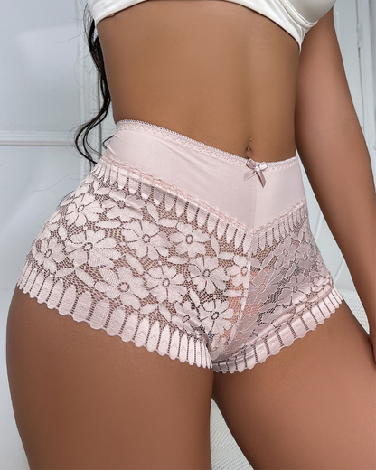 Sexy Hollow-Out Lace Mid-Rise Breathable Boyshorts