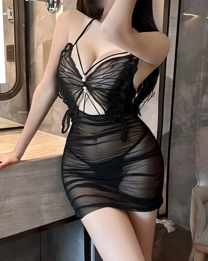 Sexy Sheer Beaded Butterfly Bodycon Nightgowns