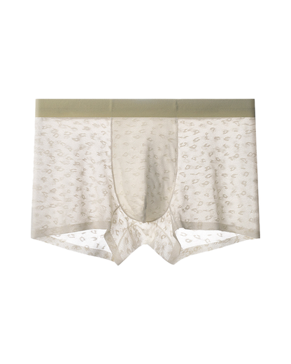 Men’s Seamless Leopard Print Ice Silk Boxer Briefs