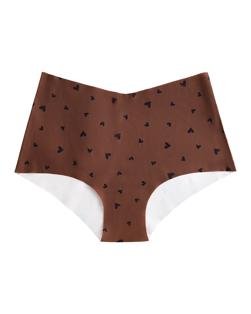High-Waisted Heart Print Invisible Panties