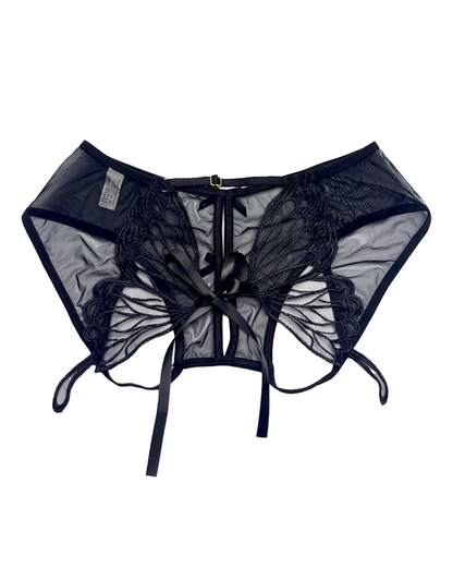 Low-Waist Butterfly Bow Lace Mesh Thong Panty