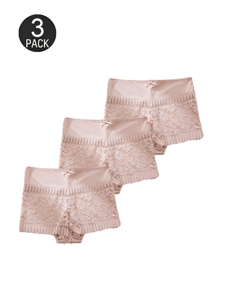 Sexy Hollow-Out Lace Mid-Rise Breathable Boyshorts