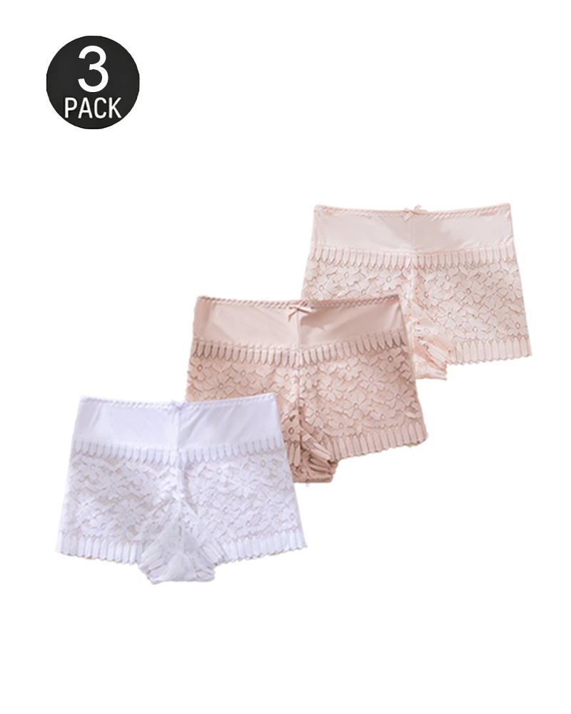 Sexy Hollow-Out Lace Mid-Rise Breathable Boyshorts