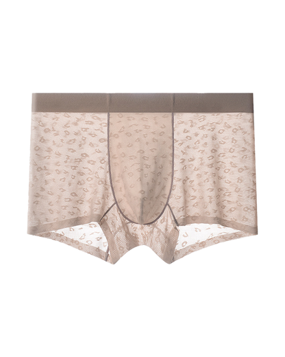 Men’s Seamless Leopard Print Ice Silk Boxer Briefs