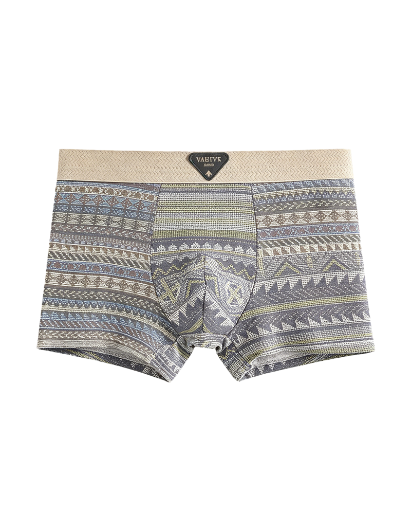 Ethnic Style Comfortable Mid-Rise Cotton Boxer Briefs