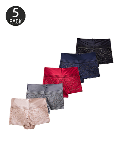 Sexy Hollow-Out Lace Mid-Rise Breathable Boyshorts