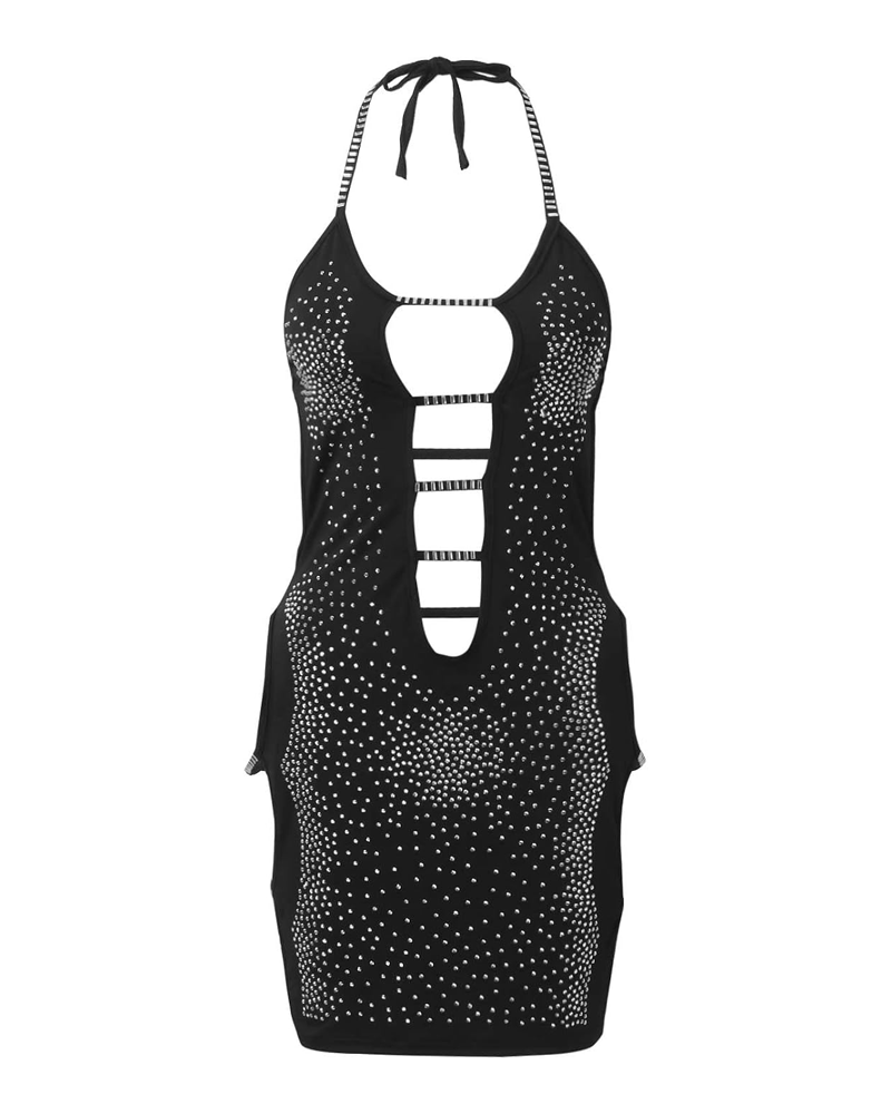 Fashion Sexy Cut-Out Rhinestone Strappy Dress