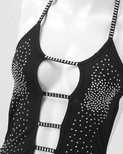 Fashion Sexy Cut-Out Rhinestone Strappy Dress