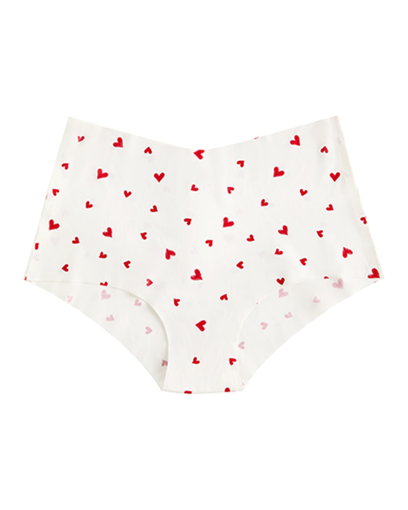 High-Waisted Heart Print Invisible Panties