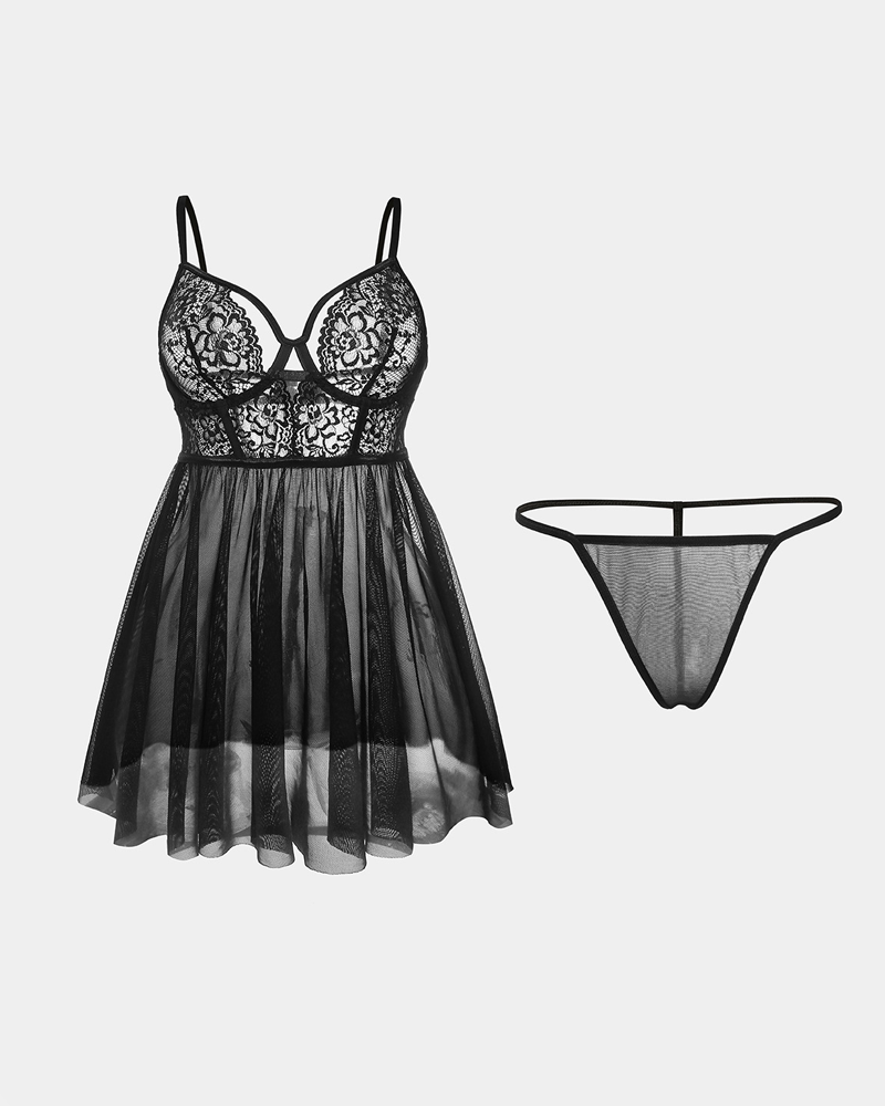 Sexy Ultra-Thin Lace Mesh Lingerie