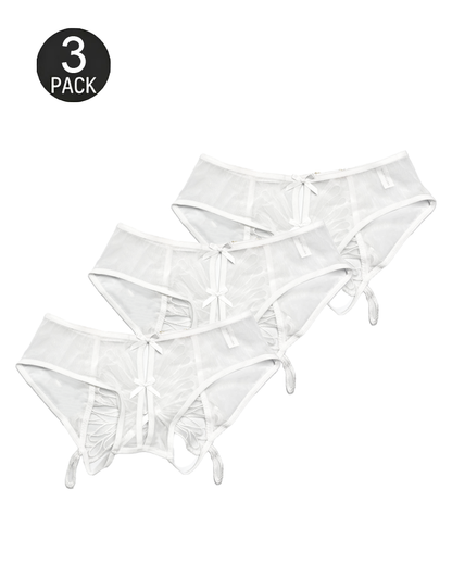 Low-Waist Butterfly Bow Lace Mesh Thong Panty