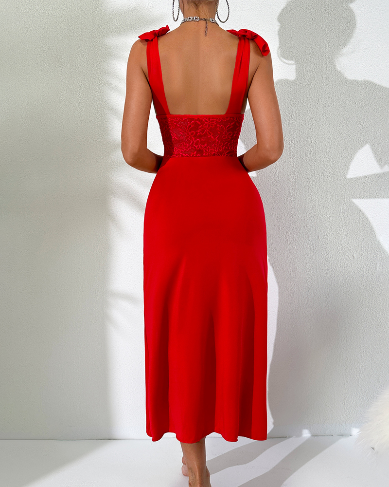Sexy Lace Spaghetti Strap Bodycon Slip Nightdress with Boning