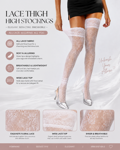 2-Pack Sexy Sheer Lace Wide-Band Stockings