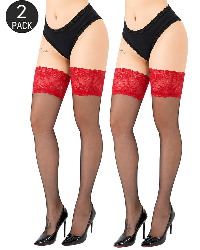 Sexy Wide Lace Top Sheer Thigh-High Stockings