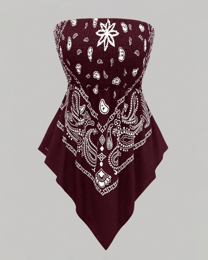 Bohemian Printed Vacation Floral Strapless Tube Top
