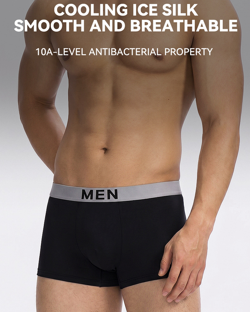 4 Packs Men's Fashion Ice Silk Sports Boxer Briefs