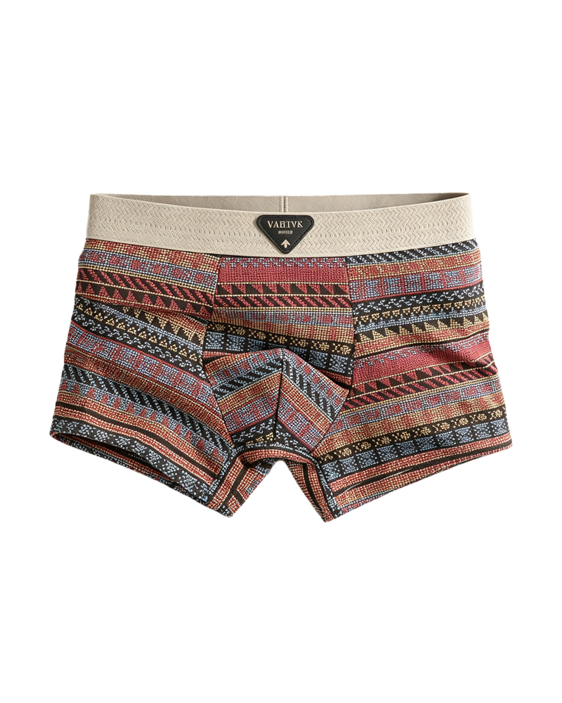 Ethnic Style Comfortable Mid-Rise Cotton Boxer Briefs