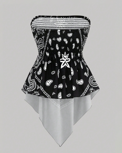 Bohemian Printed Vacation Floral Strapless Tube Top