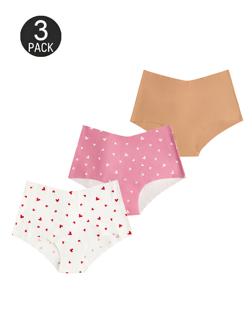 High-Waisted Heart Print Invisible Panties