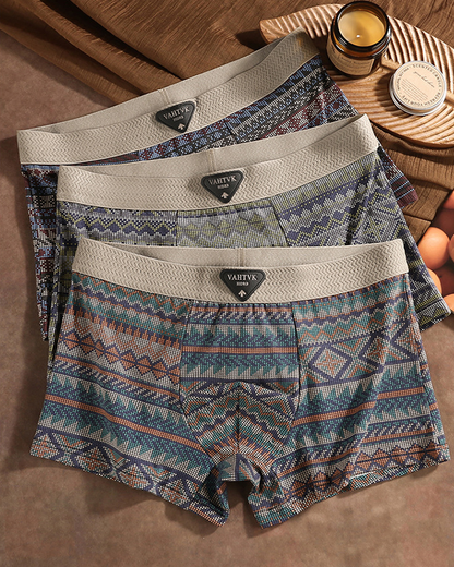 Ethnic Style Comfortable Mid-Rise Cotton Boxer Briefs