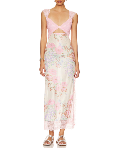 Sexy Floral Lace Cutout Bodycon Dress