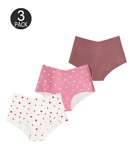High-Waisted Heart Print Invisible Panties
