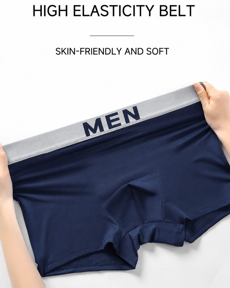 4 Packs Men's Fashion Ice Silk Sports Boxer Briefs