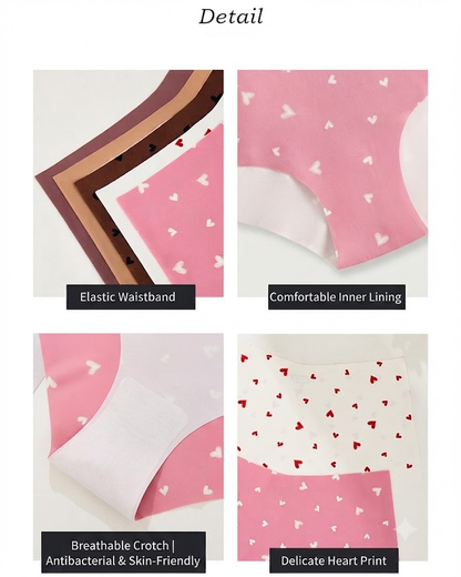 High-Waisted Heart Print Invisible Panties