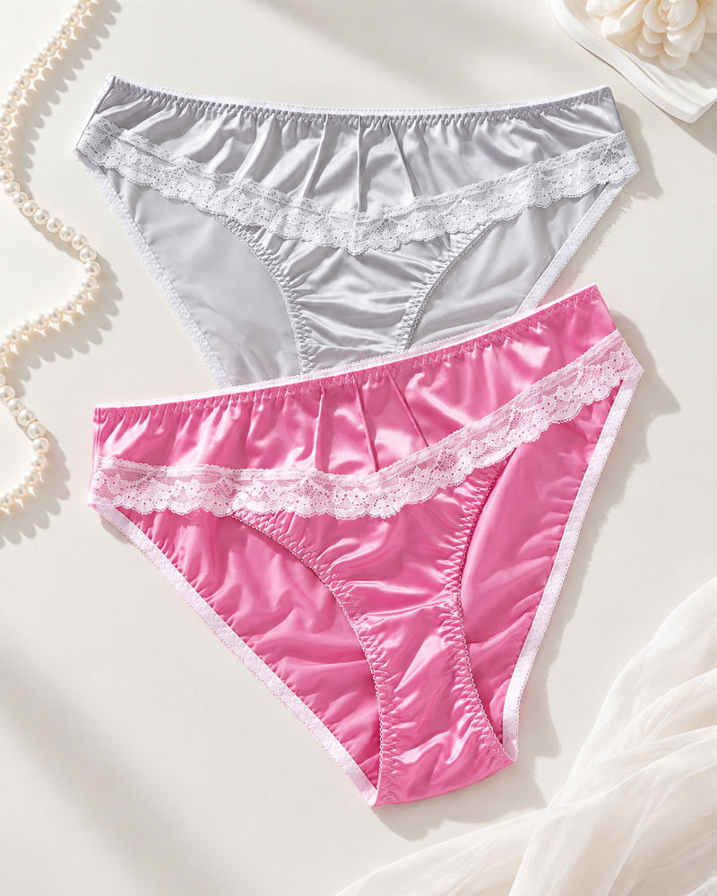 Plus Size Satin Lace Princess Vibe Panties 3-Pack