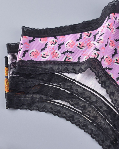 3-Pack Sexy Halloween Print Lace Panties